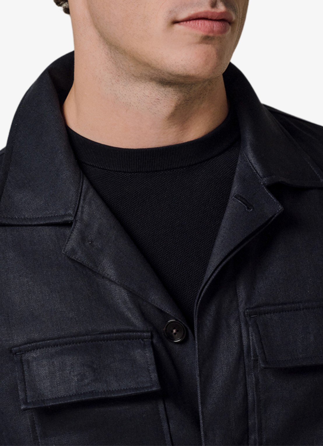 Profuomo Linen overshirt - detail 4 donkerblauw
