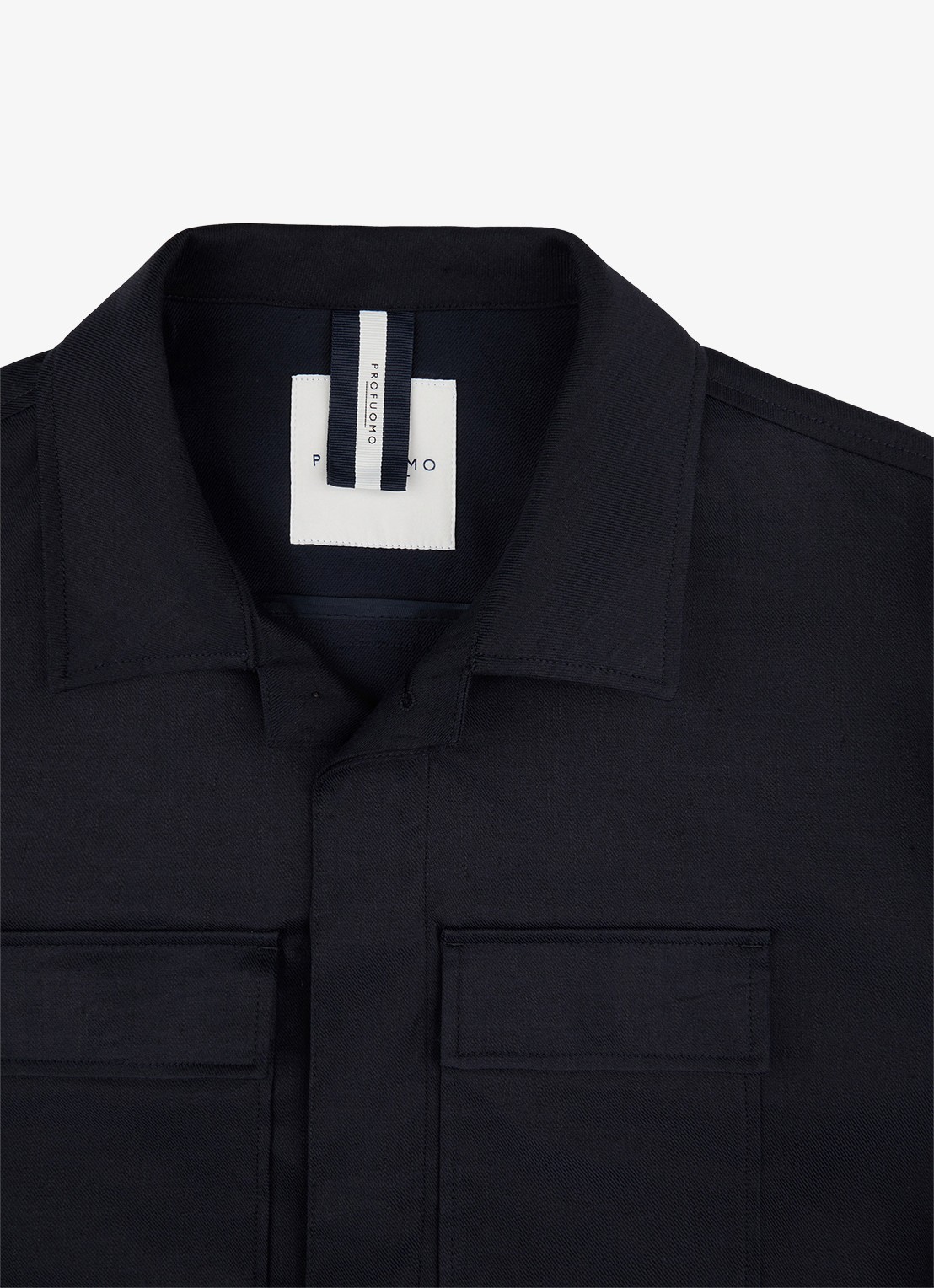 Profuomo Linen overshirt - detail 5 donkerblauw