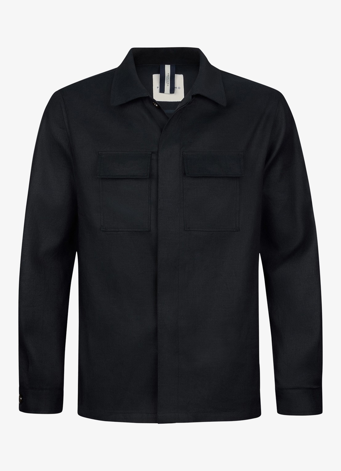 Profuomo Linen overshirt - voorkant donkerblauw