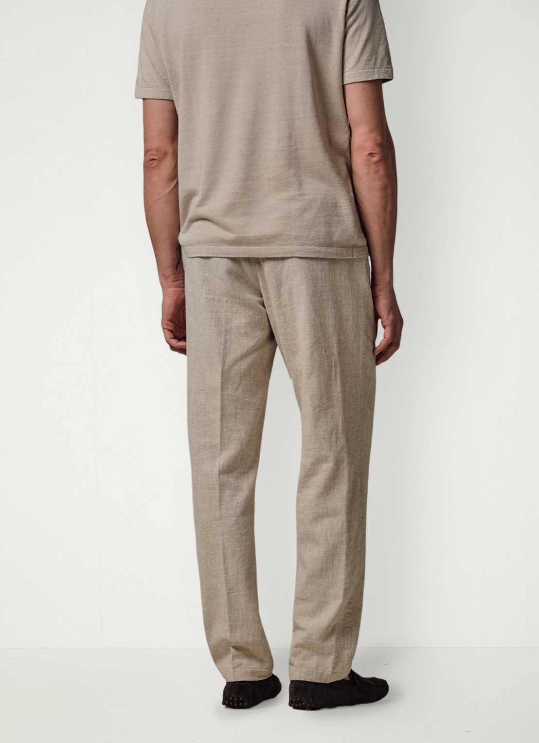 Profuomo Loose fit broek in linnenblend - achterkant 3 beige
