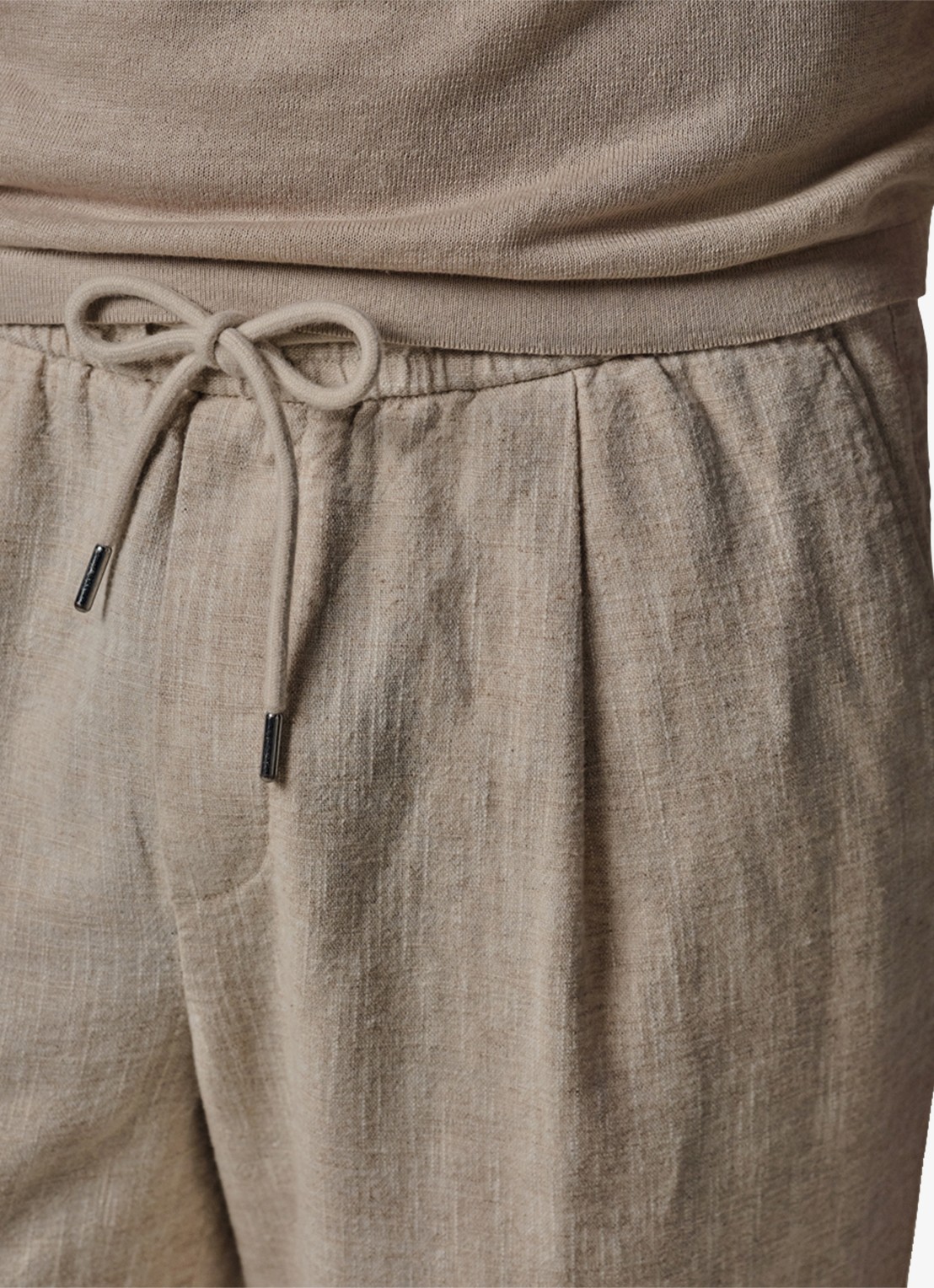 Profuomo Loose fit broek in linnenblend - detail 5 beige