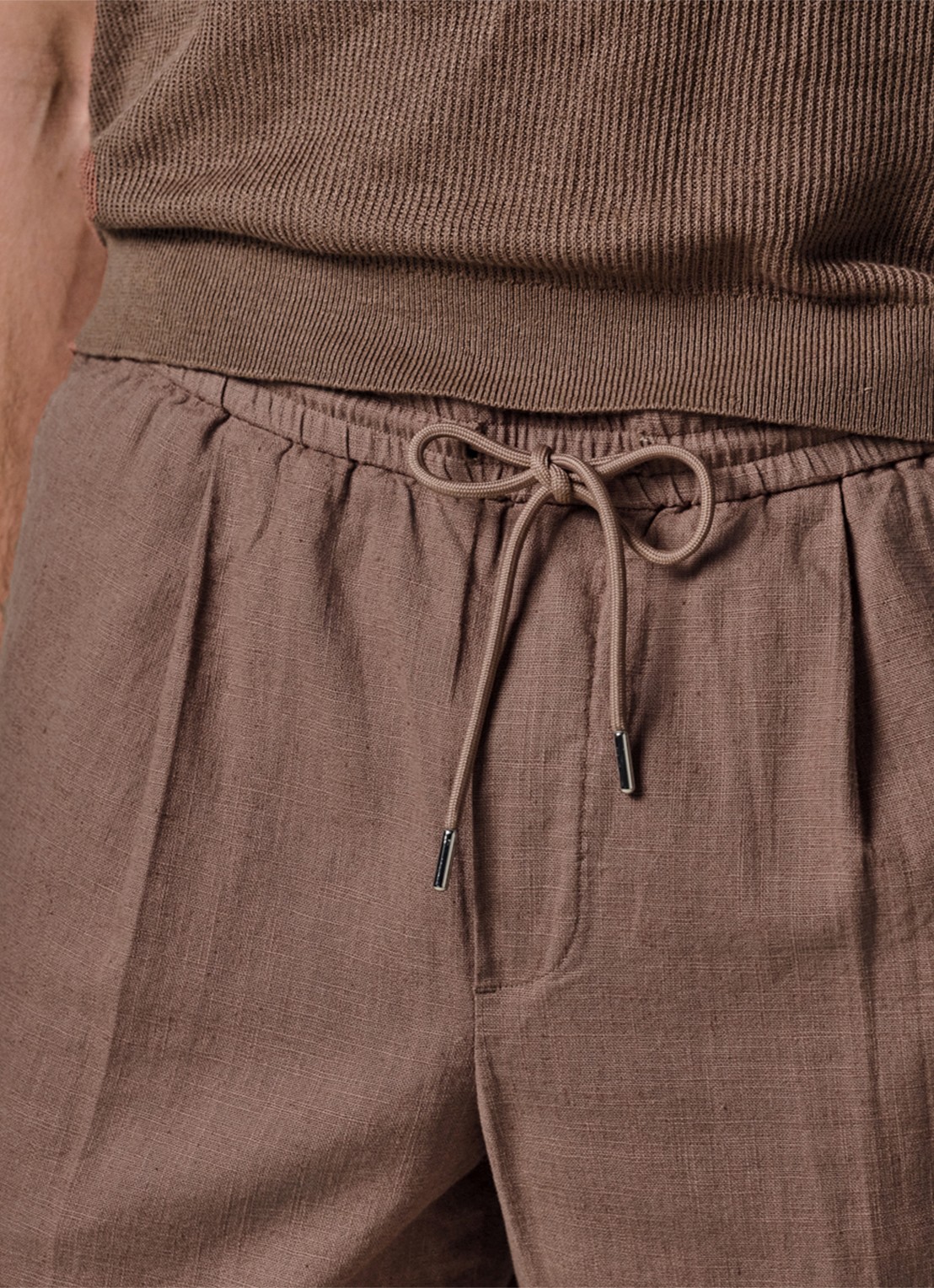 Profuomo Loose fit broek in linnenblend - detail 5 clay