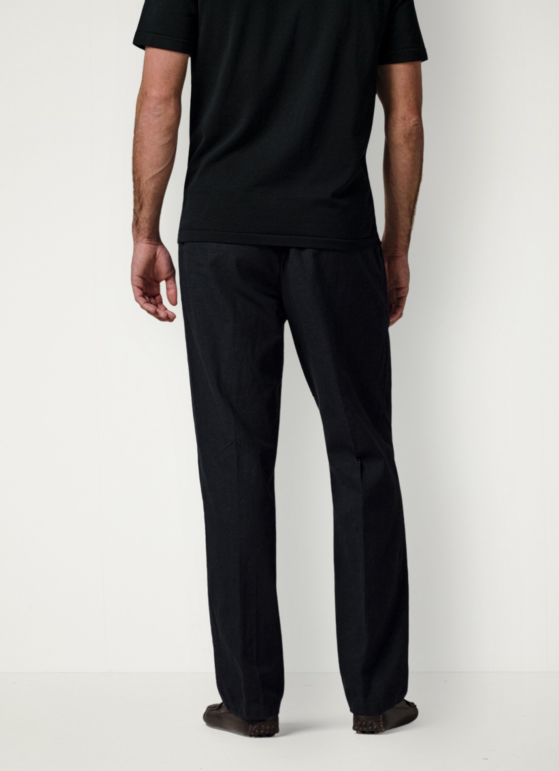 Profuomo Loose fit broek in linnenblend - achterkant blauw