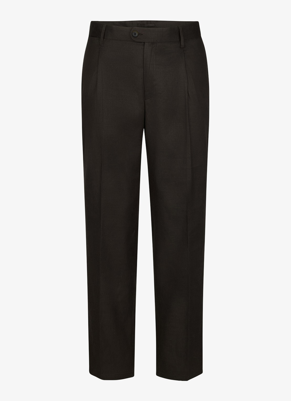 Profuomo Loose fit chino in linnenblend - voorkant 2 donkerbruin