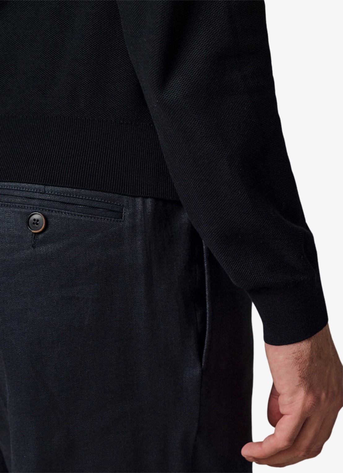 Profuomo Loose fit chino in linnenblend - detail 5 donkerblauw