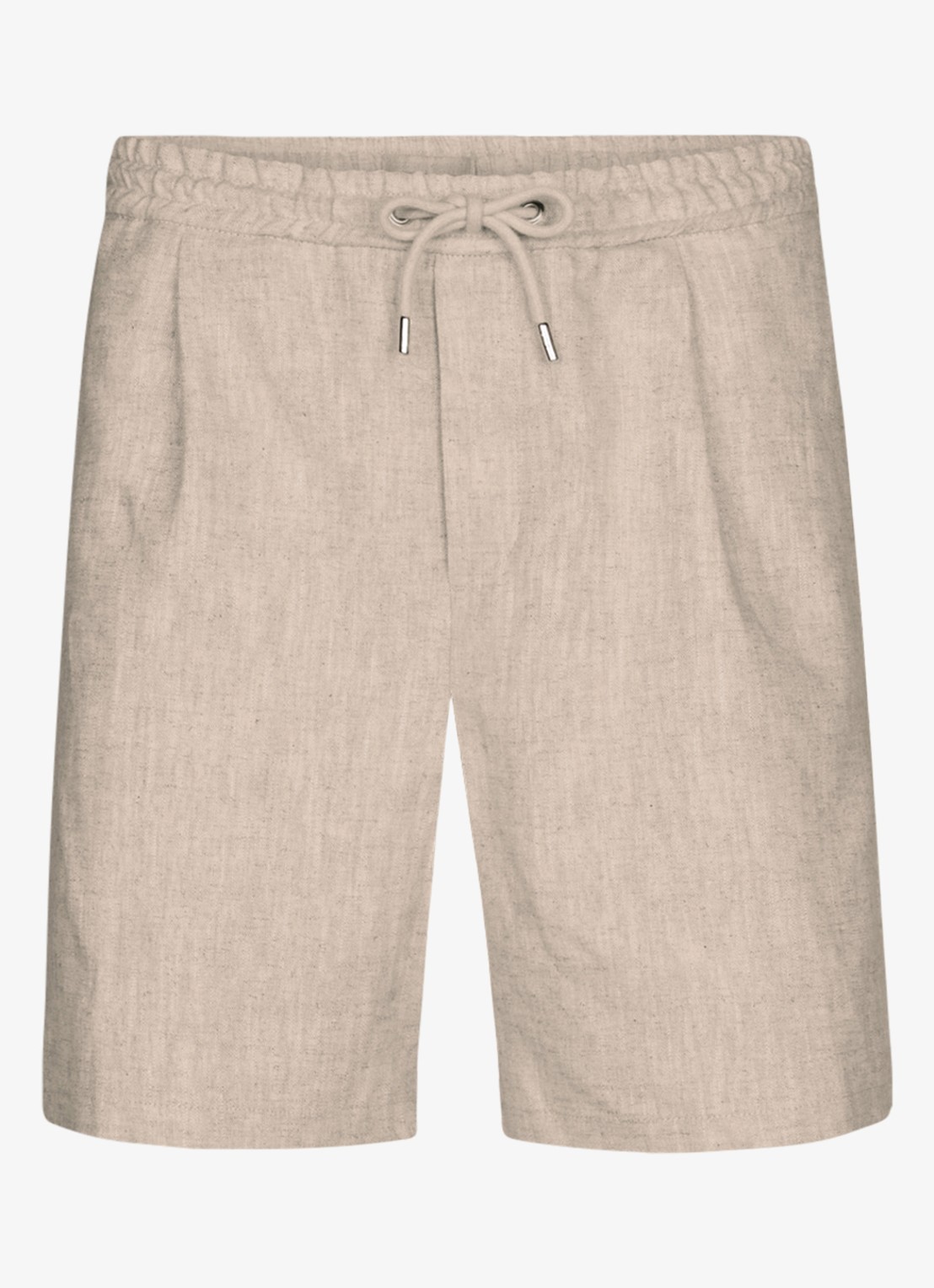 Profuomo Loose fit korte broek in linnenblend - voorkant 2 beige