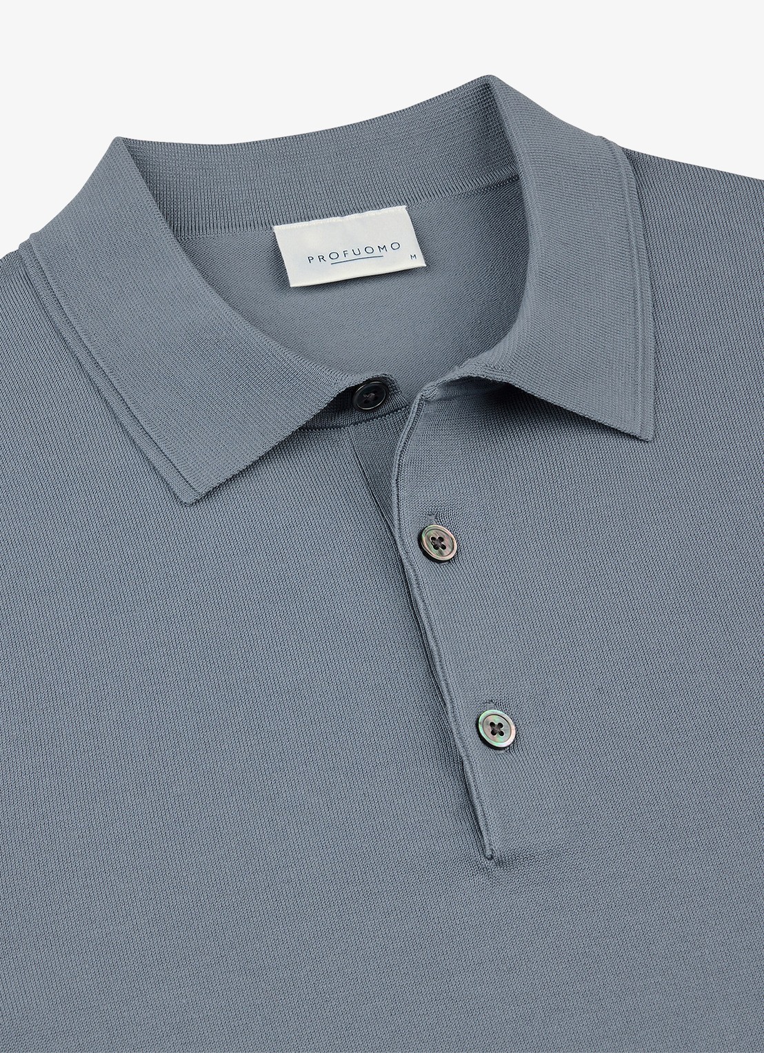 Profuomo Luxury basic polo in lyocell blend - detail 6 blauwgrijs