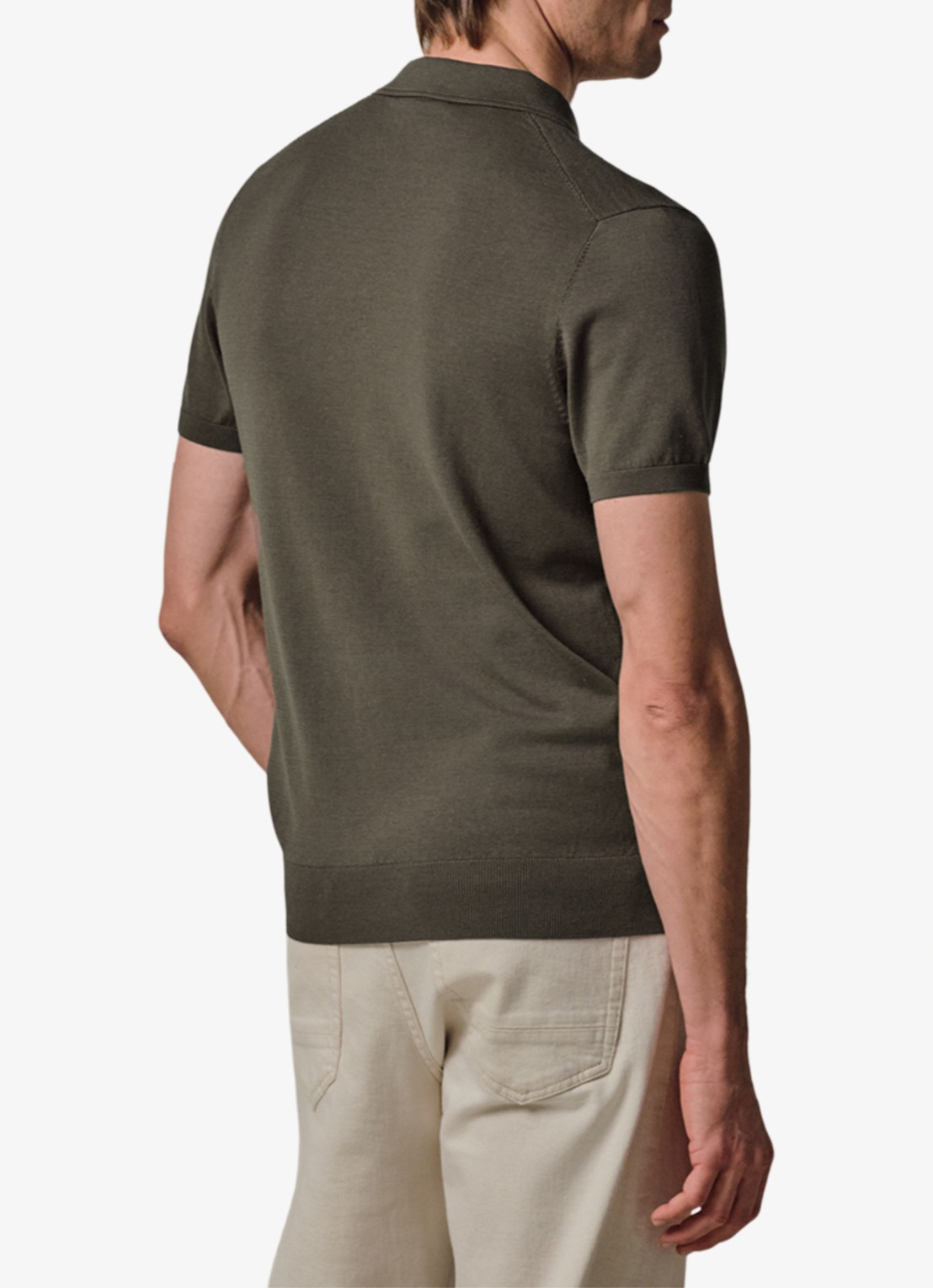 Profuomo Luxury basic polo in lyocell blend - achterkant bruin