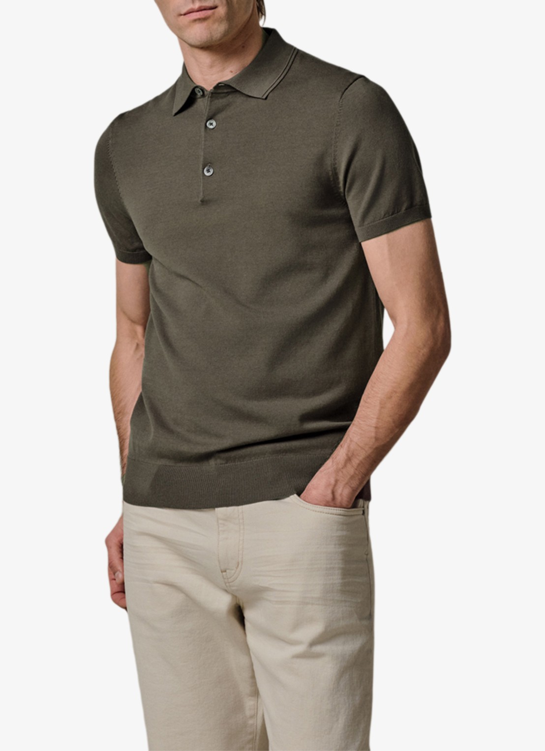 Profuomo Luxury basic polo in lyocell blend - detail 4 bruin