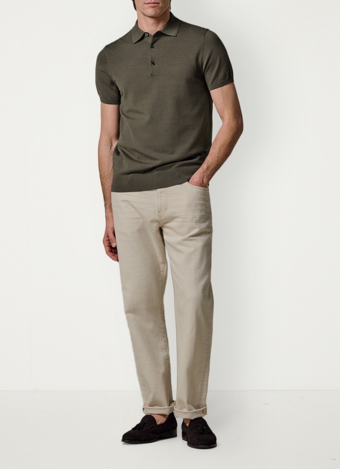 Profuomo Luxury basic polo in lyocell blend - voorkant 3 bruin