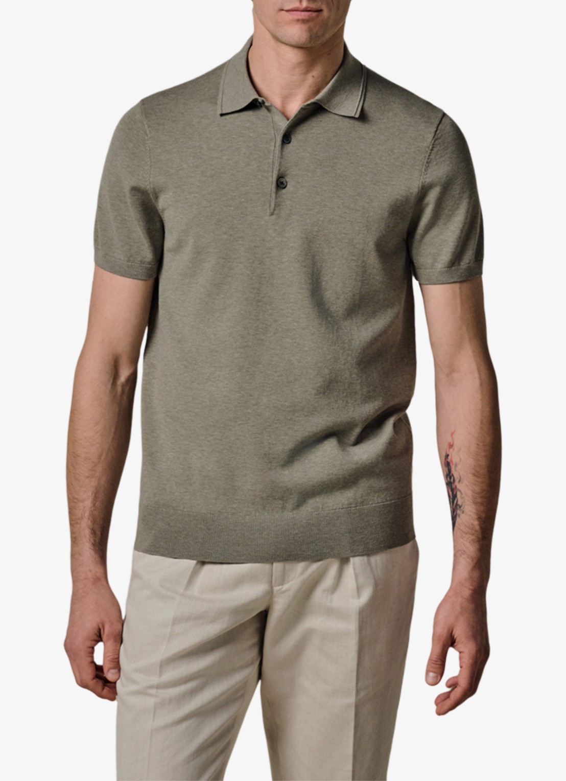 Profuomo Luxury basic polo in lyocell blend - detail 2 groen