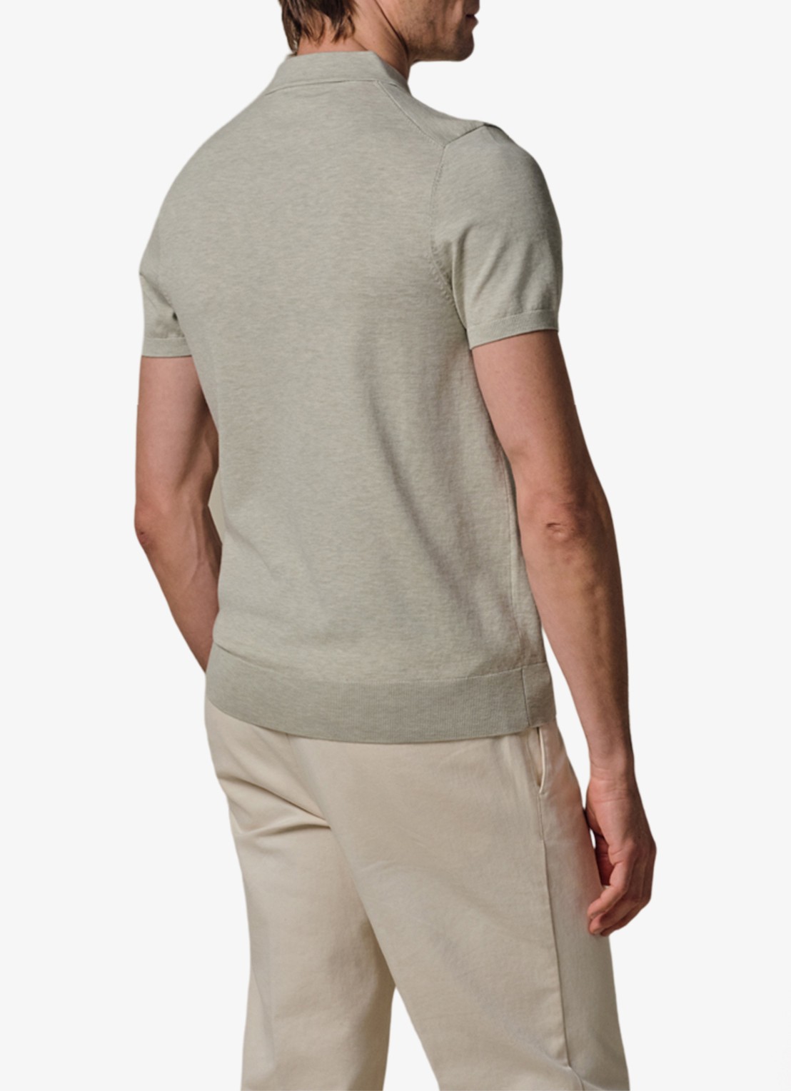 Profuomo Luxury basic polo in lyocell blend - achterkant lichtgroen
