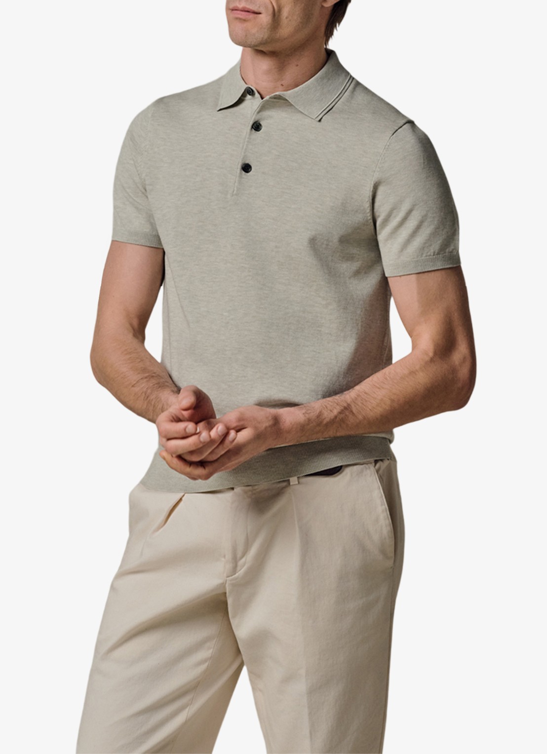 Profuomo Luxury basic polo in lyocell blend - detail 4 lichtgroen