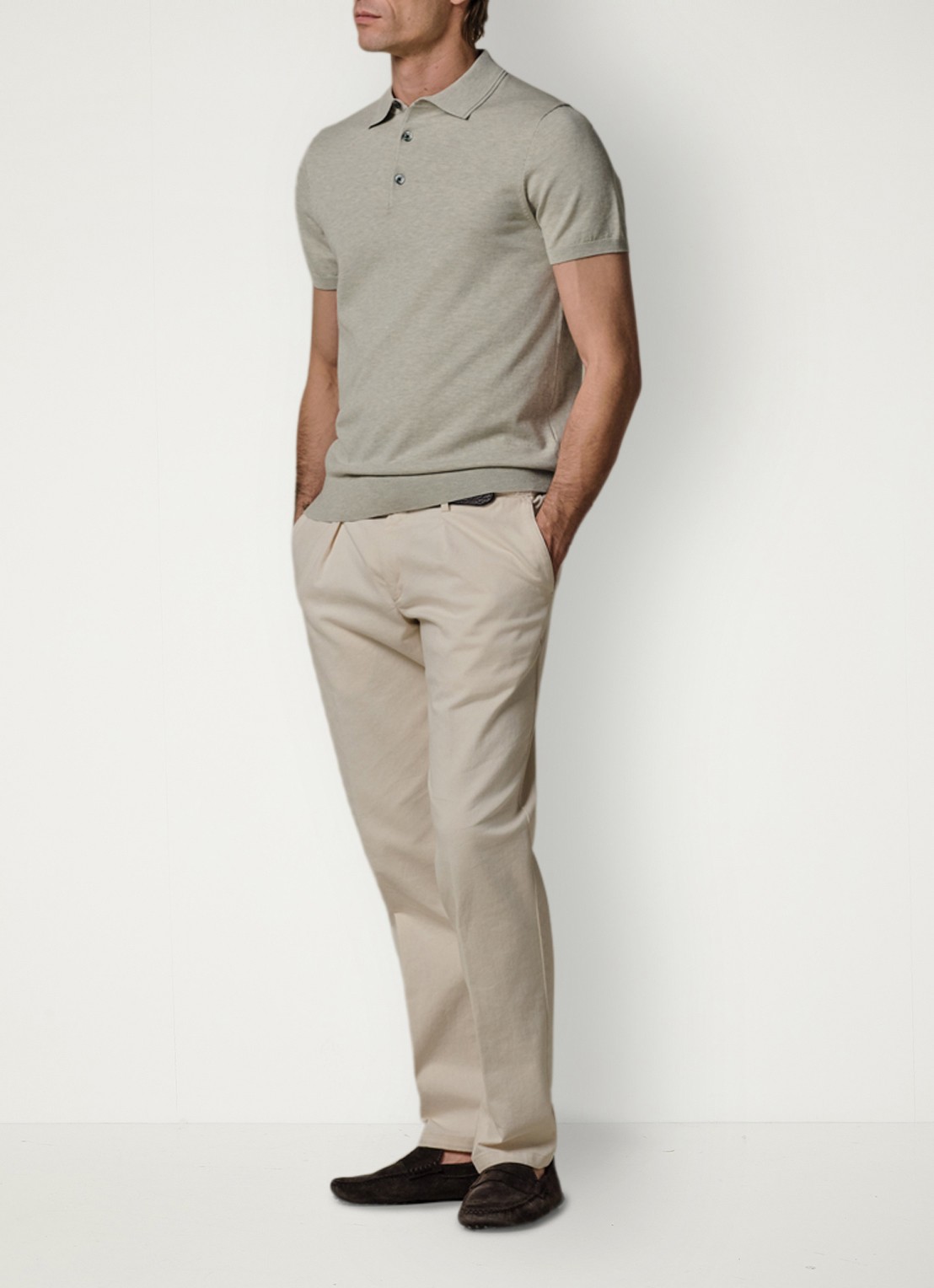 Profuomo Luxury basic polo in lyocell blend - voorkant 3 lichtgroen