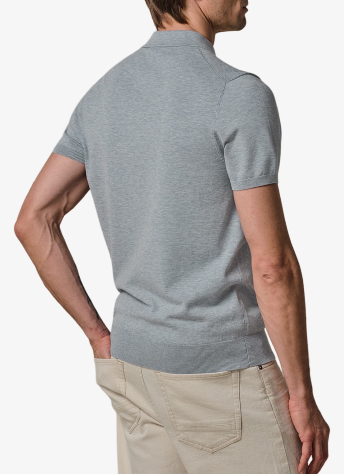 Profuomo Luxury basic polo in lyocell blend - achterkant blauw