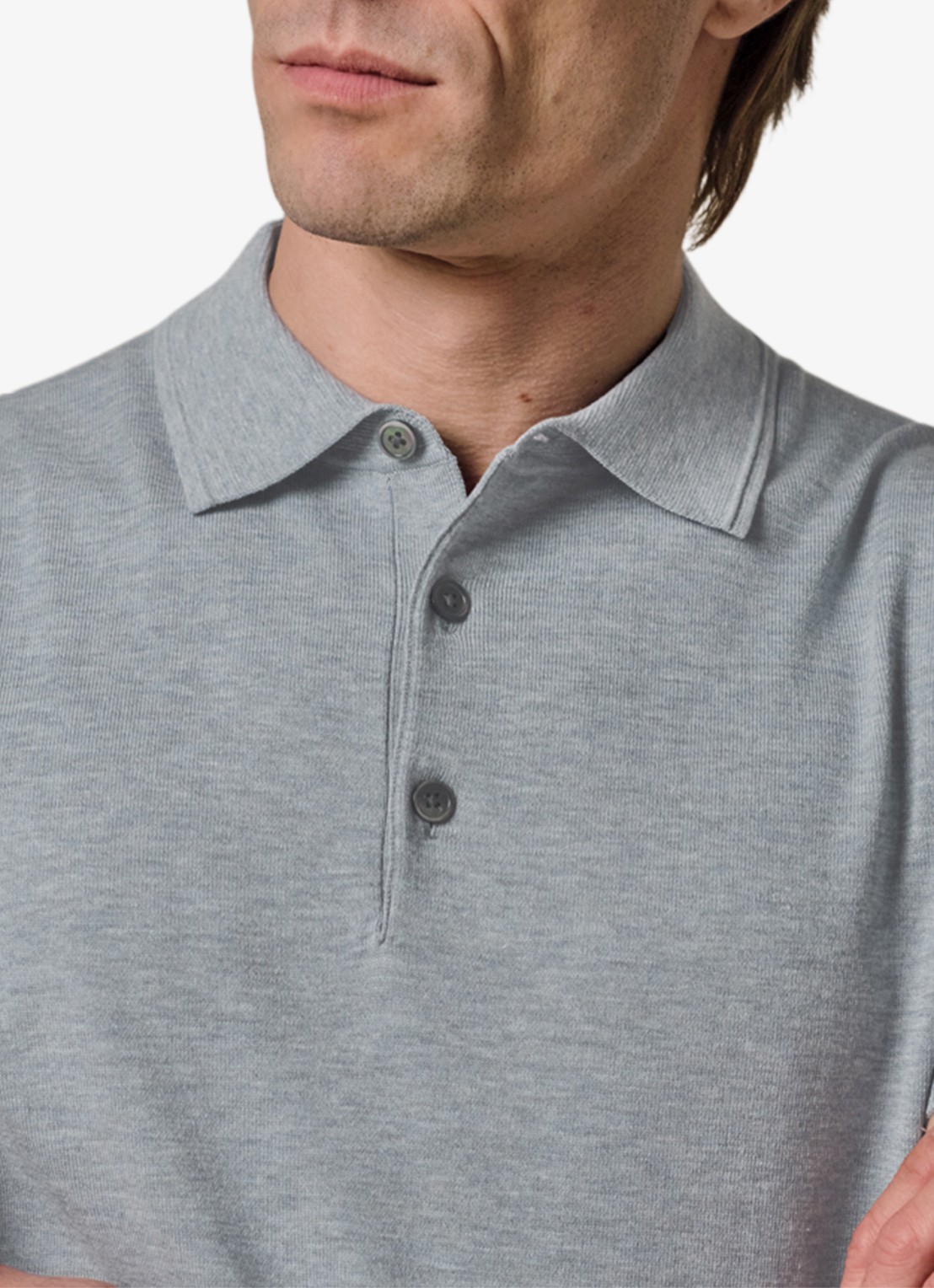 Profuomo Luxury basic polo in lyocell blend - detail 5 blauw