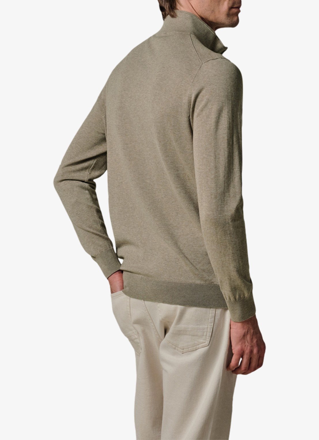 Profuomo Luxury fijngebreid vest  - achterkant beige