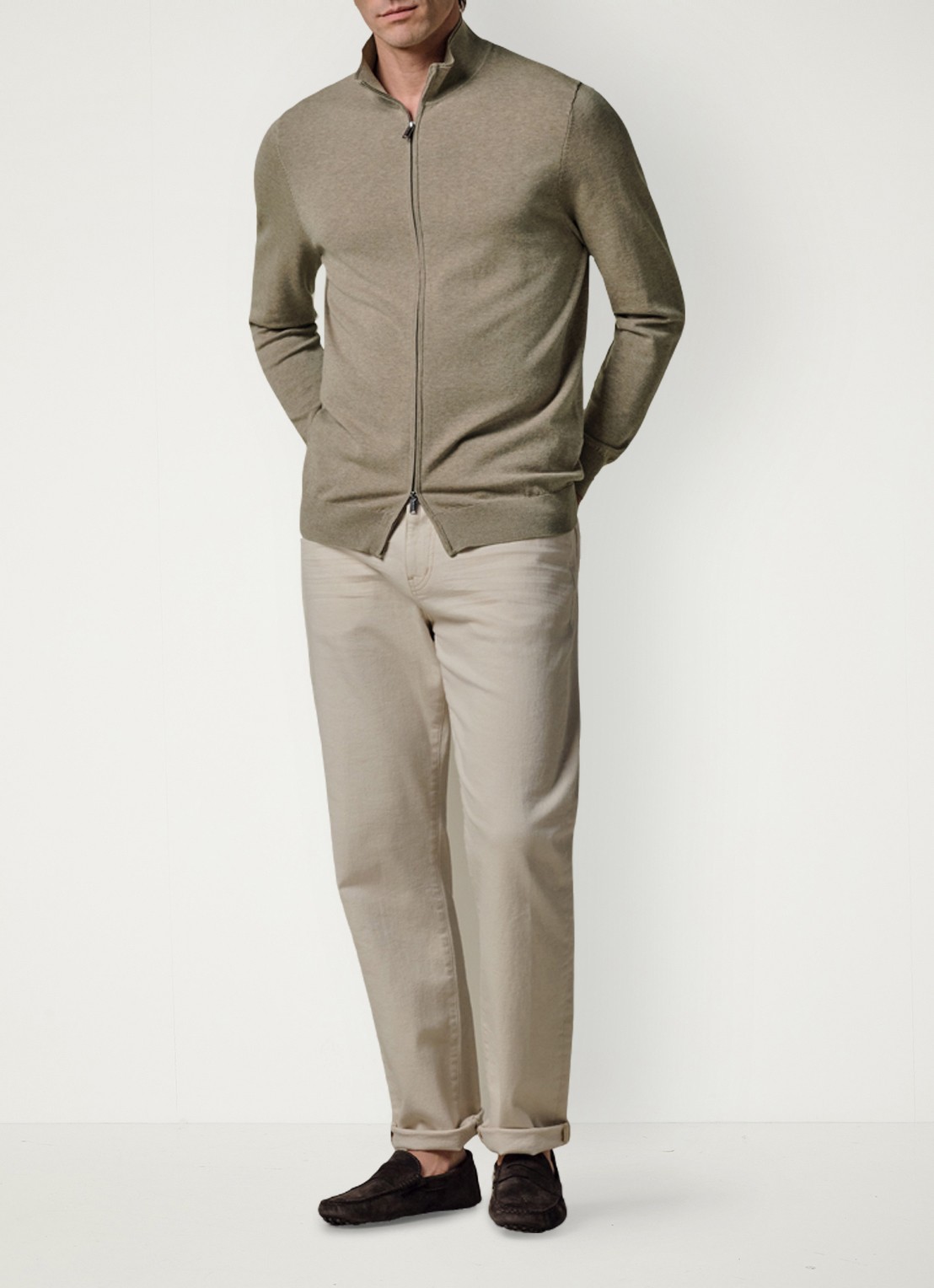Profuomo Luxury fijngebreid vest  - voorkant 3 beige