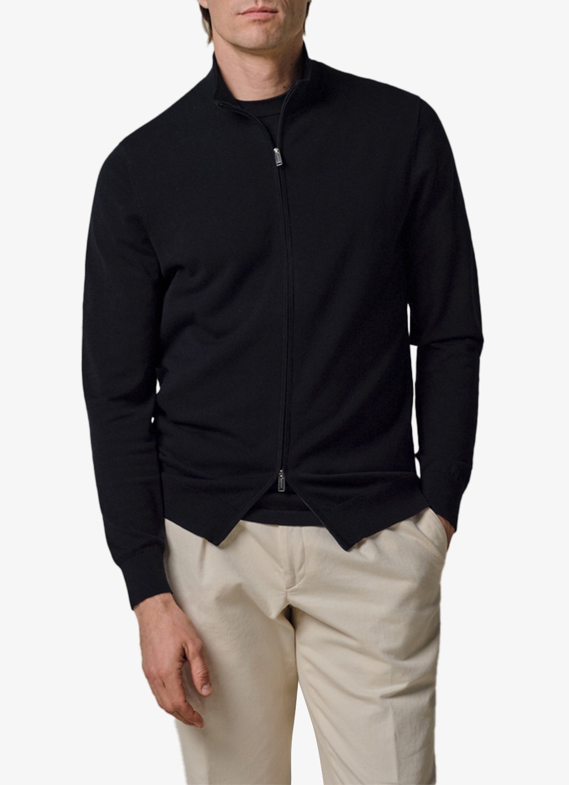 Profuomo Luxury fijngebreid vest  - detail 2 donkerblauw