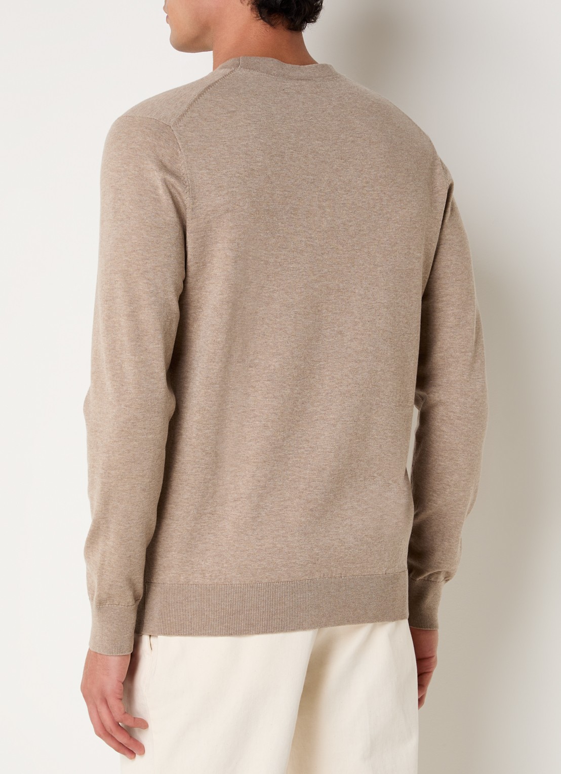 Profuomo Luxury fijngebreide pullover  - achterkant 4 beige