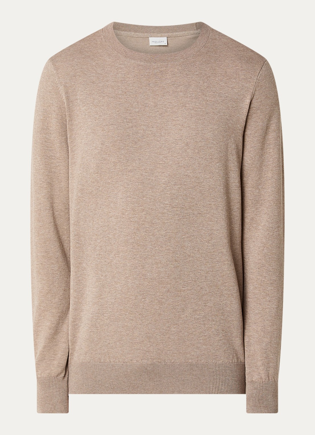 Profuomo Luxury fijngebreide pullover  - voorkant beige