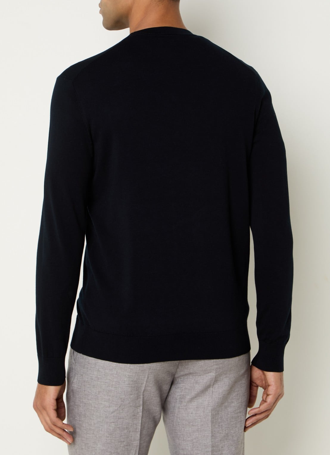 Profuomo Luxury fijngebreide pullover  - achterkant 2 donkerblauw