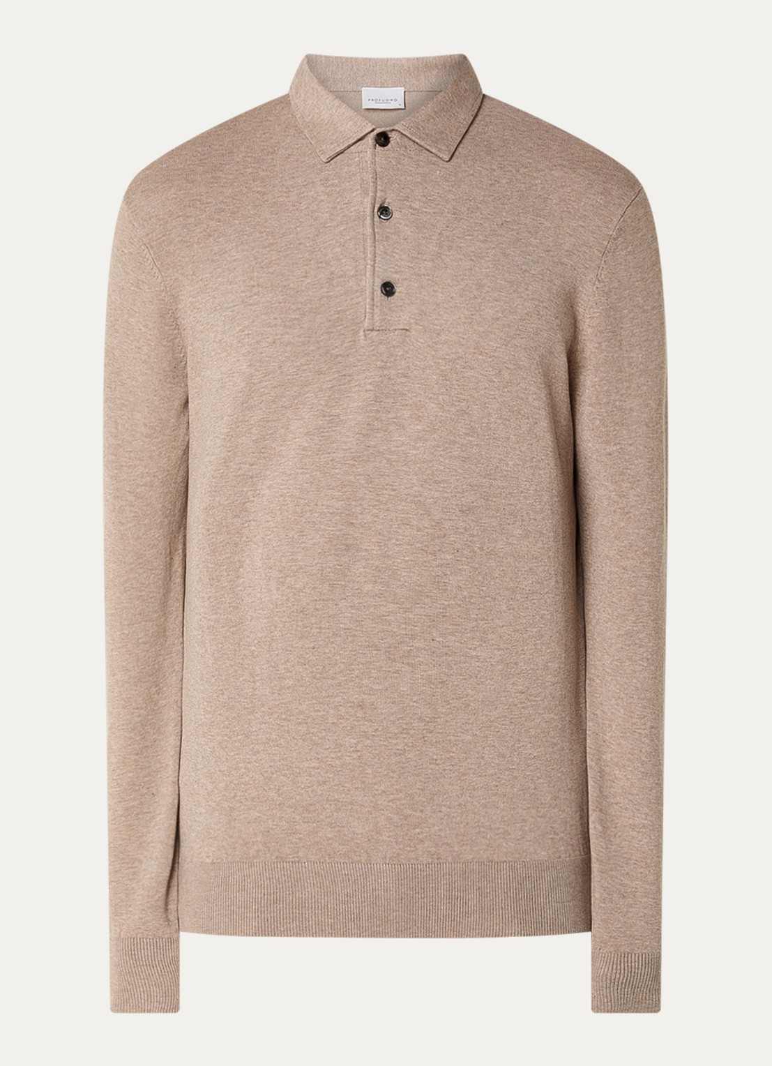 Profuomo Luxury fijngebreide regular fit polo  - voorkant 3 beige