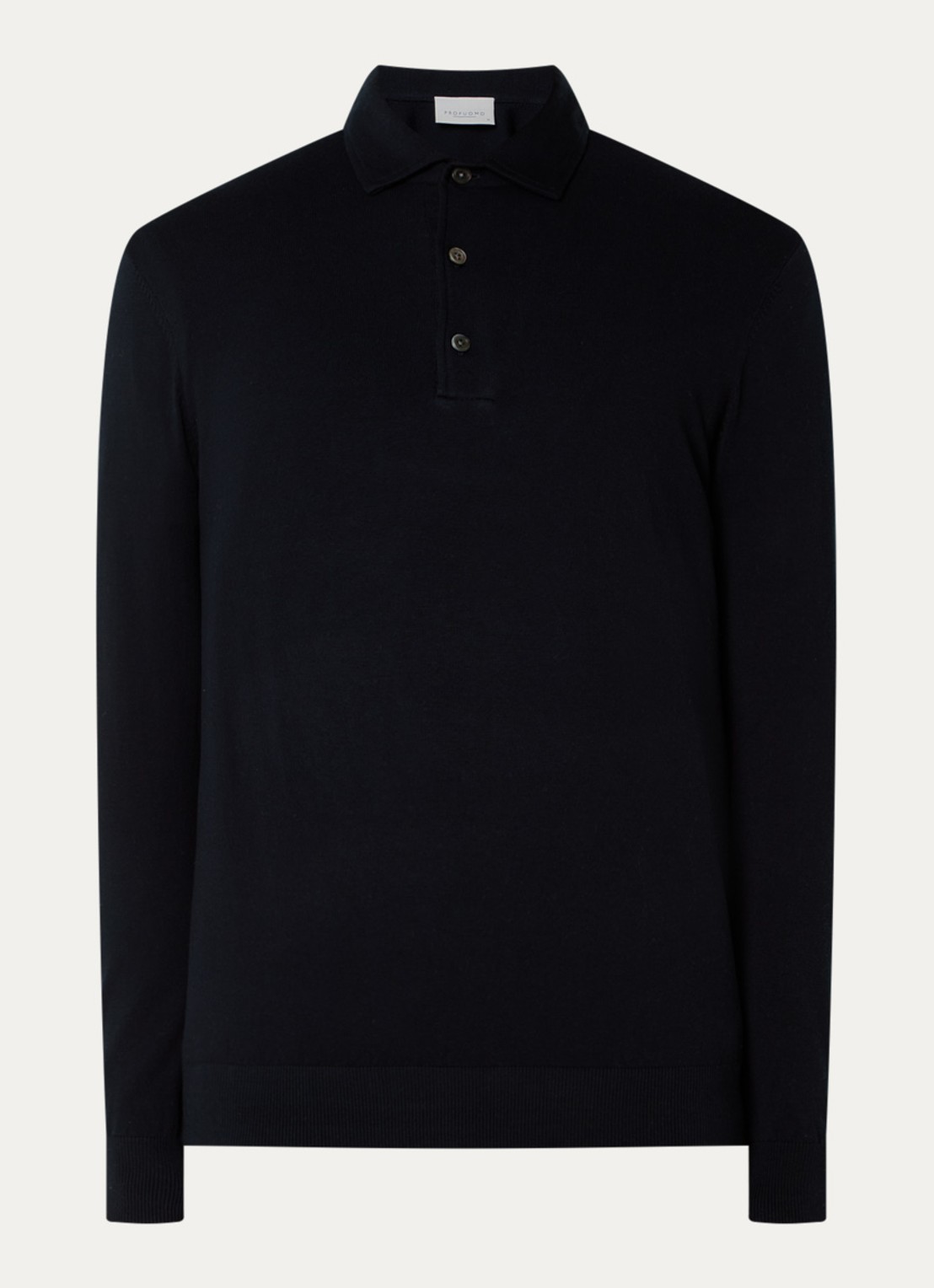 Profuomo Luxury fijngebreide regular fit polo  - voorkant 2 donkerblauw
