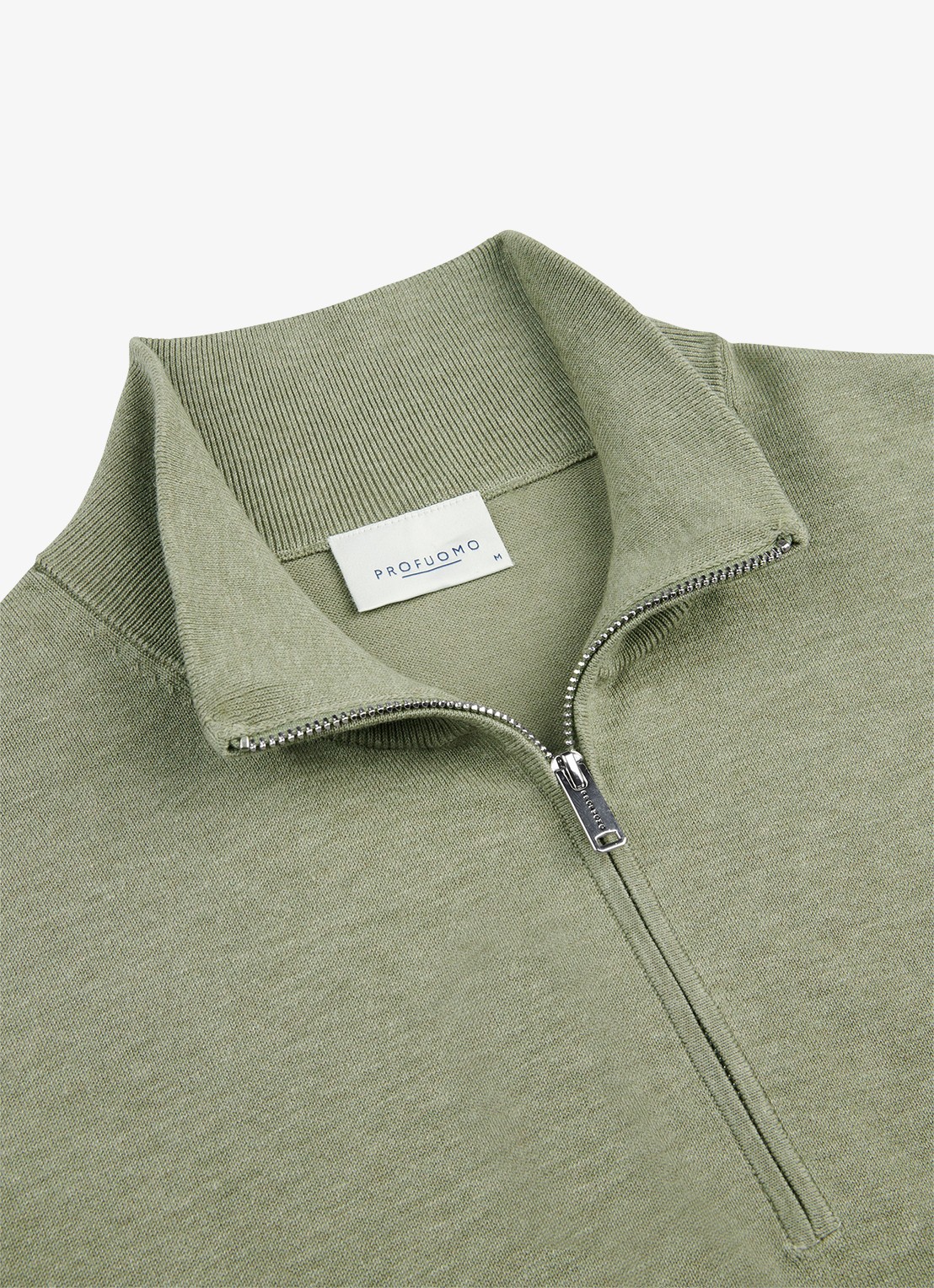 Profuomo Luxury fijngebreide trui met halve rits - detail 5 groen