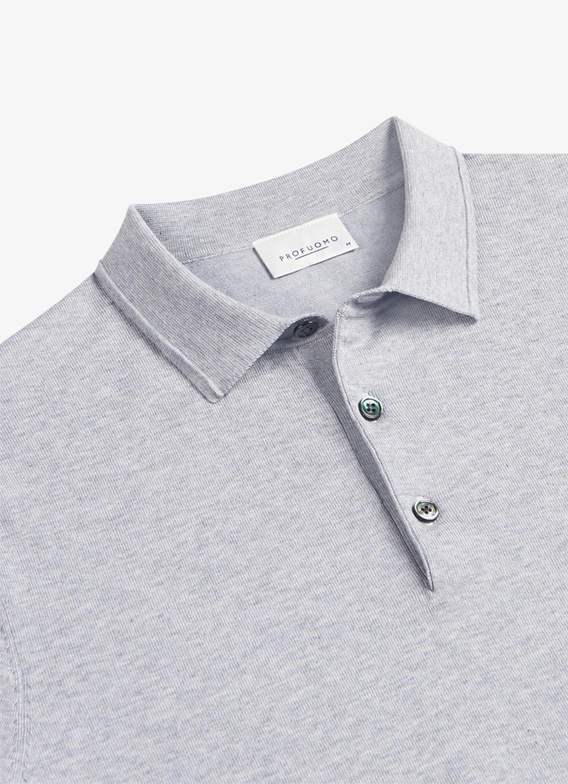Profuomo Luxury regular fit polo met gemêleerd dessin - detail 2 lichtgrijs