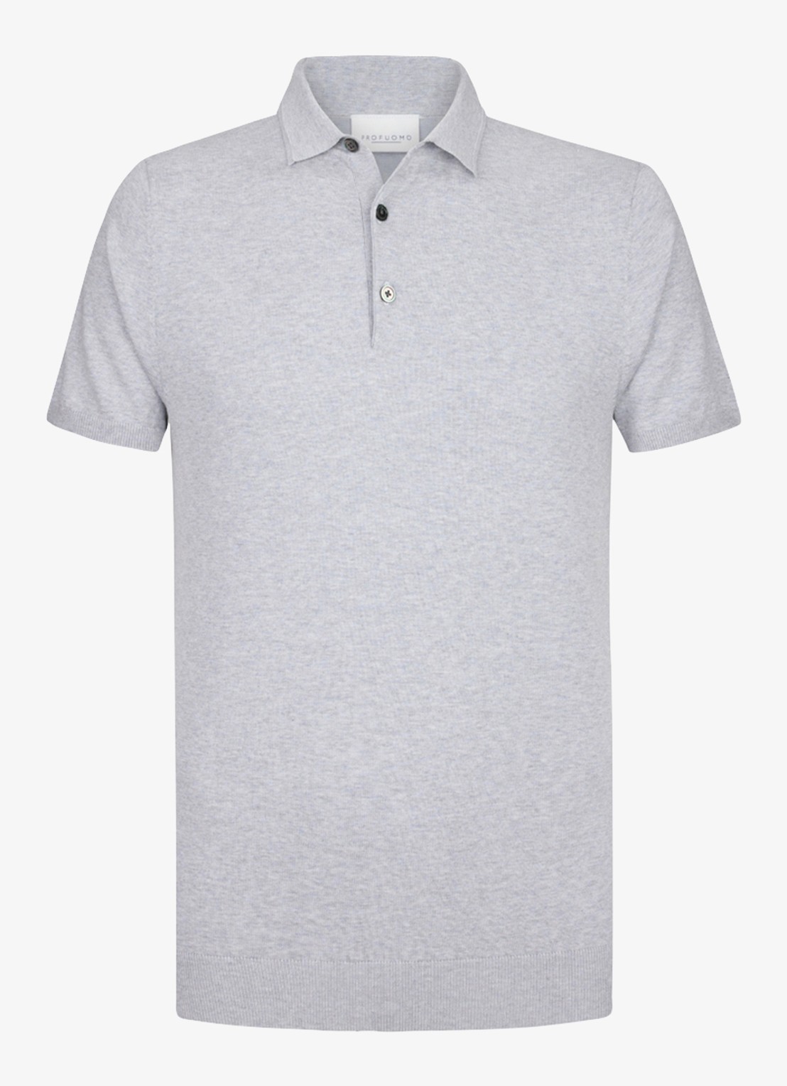 Profuomo Luxury regular fit polo met gemêleerd dessin - voorkant 3 lichtgrijs
