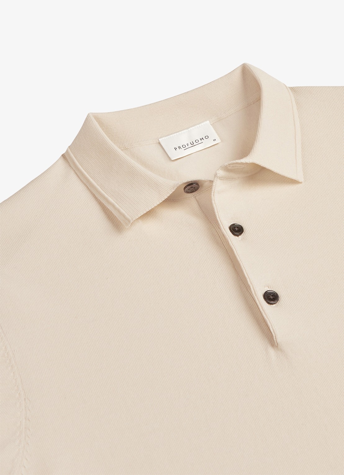 Profuomo Luxury regular fit polo met gemêleerd dessin - detail 2 gebroken wit