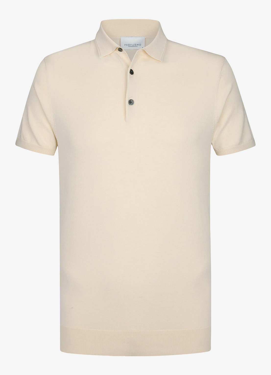 Profuomo Luxury regular fit polo met gemêleerd dessin - voorkant 4 gebroken wit