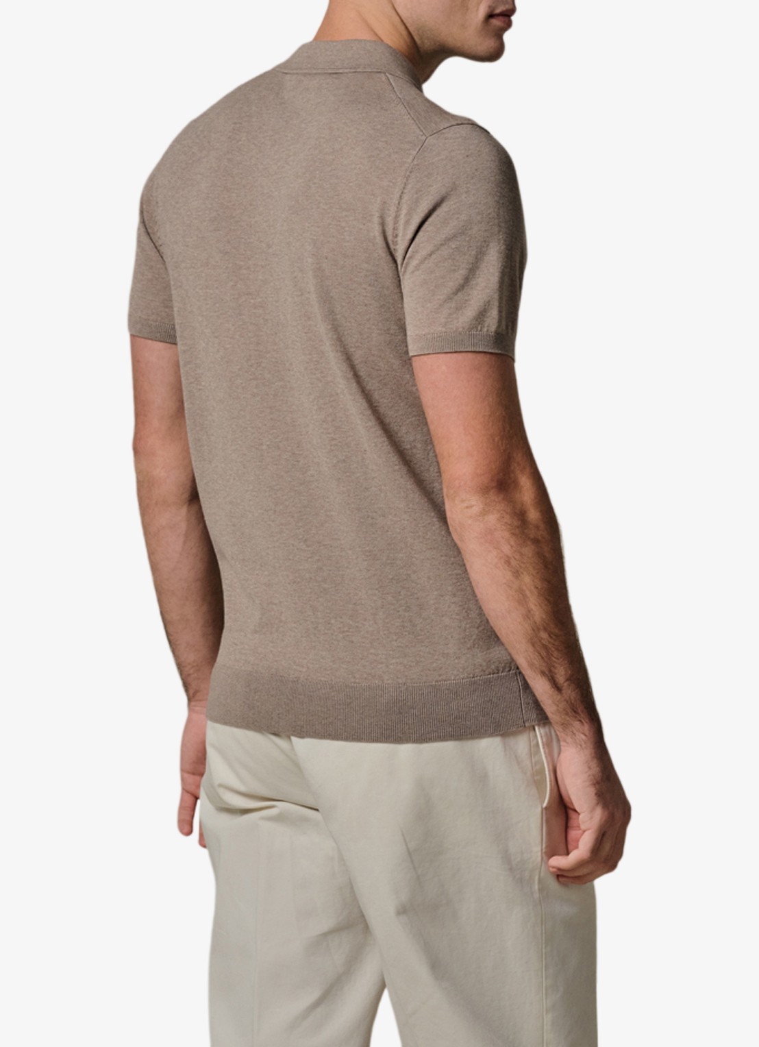 Profuomo Luxury regular fit polo met gemêleerd dessin - achterkant 3 beige