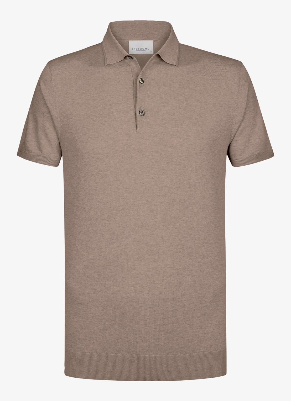 Profuomo Luxury regular fit polo met gemêleerd dessin - voorkant beige