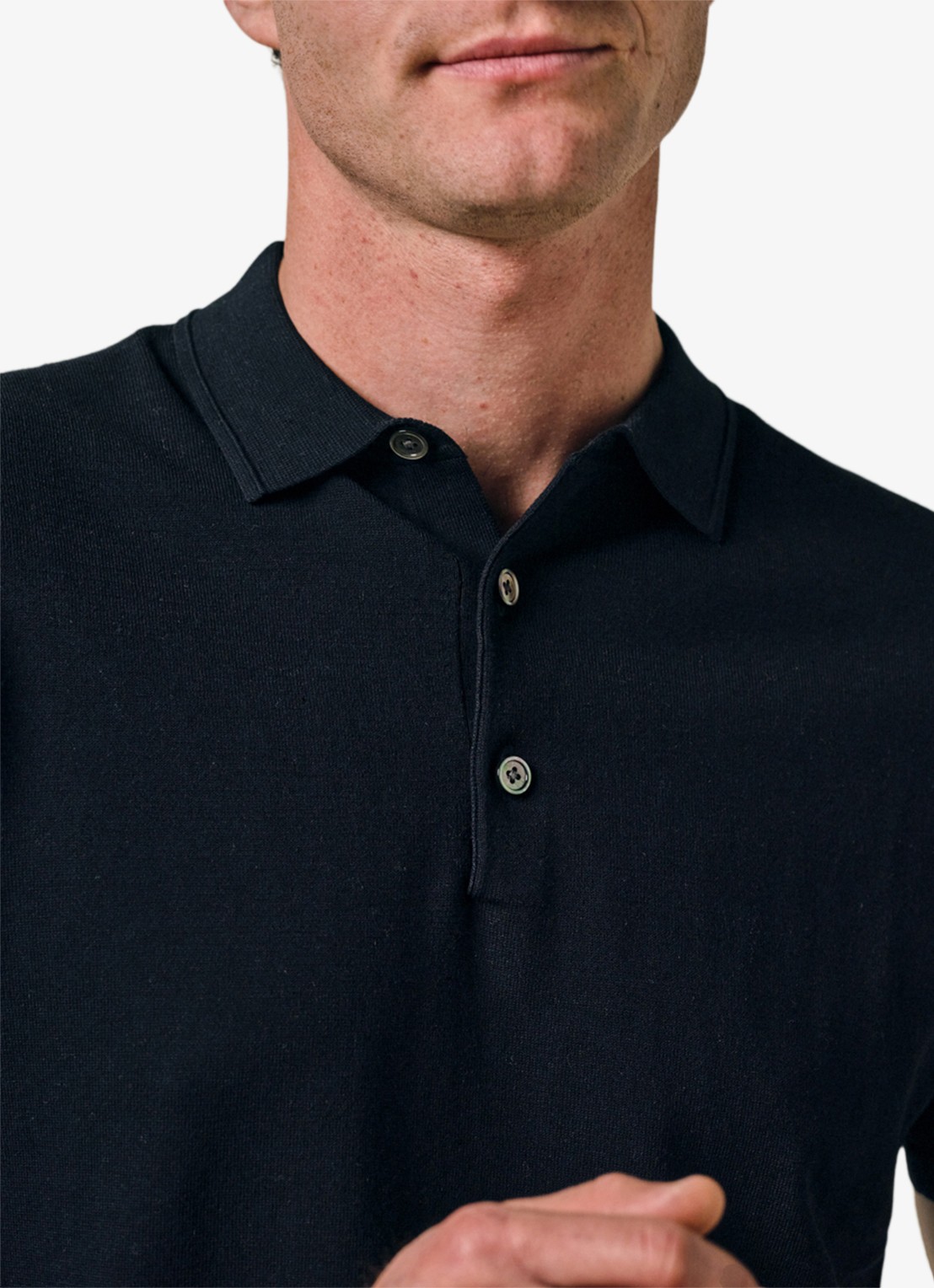 Profuomo Luxury regular fit polo met gemêleerd dessin - detail 2 donkerblauw