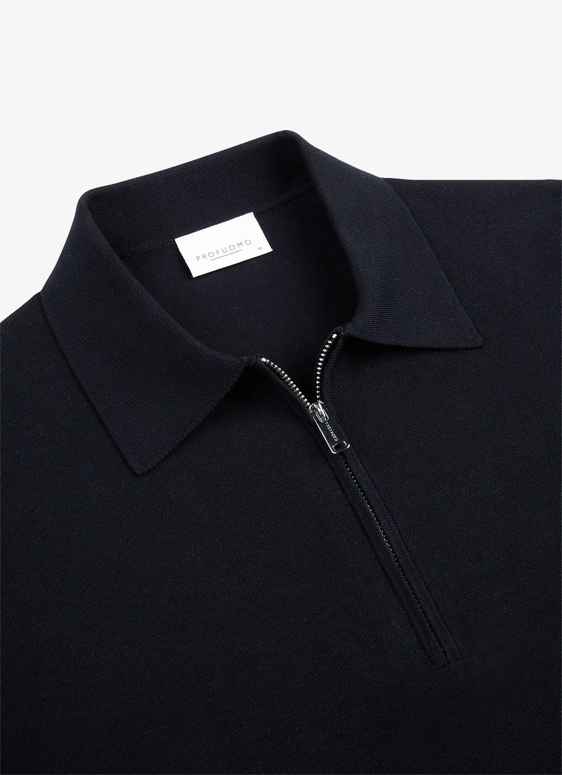 Profuomo Luxury regular fit polo met halve rits - detail 4 donkerblauw