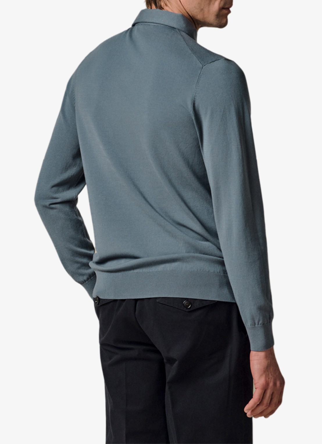 Profuomo Luxury regular fit polo - achterkant 6 blauwgrijs