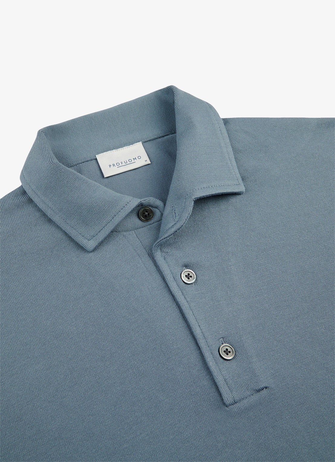 Profuomo Luxury regular fit polo - detail 4 blauwgrijs