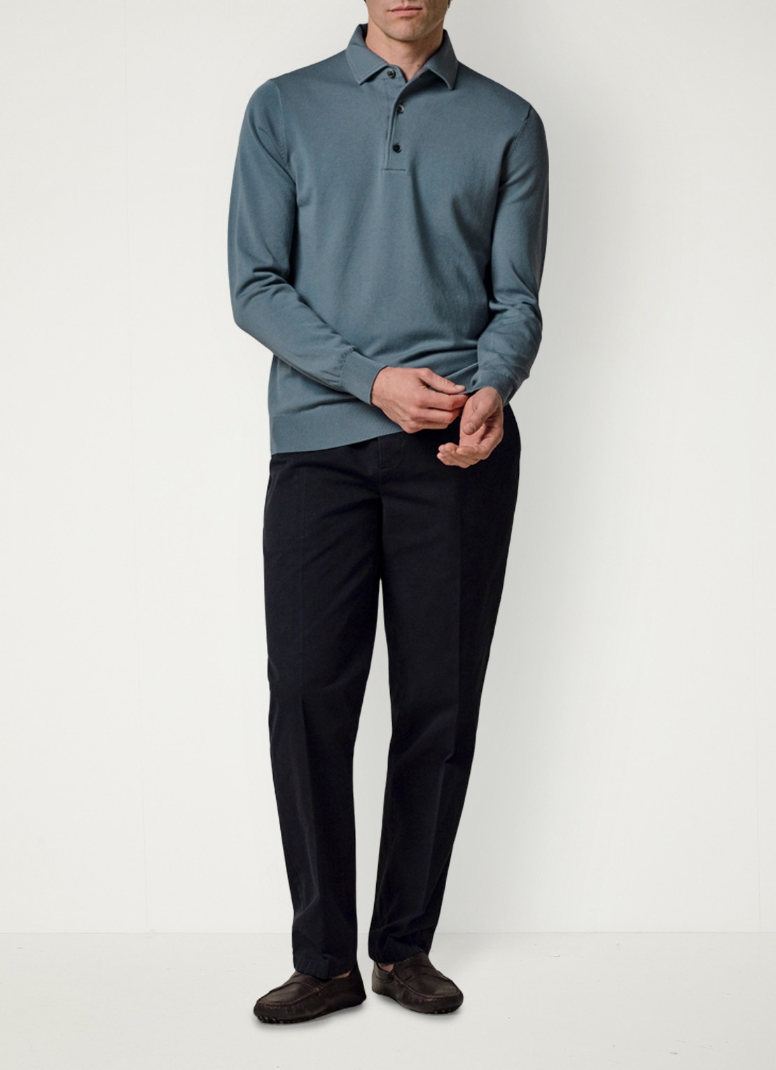 Profuomo Luxury regular fit polo - voorkant 2 blauwgrijs