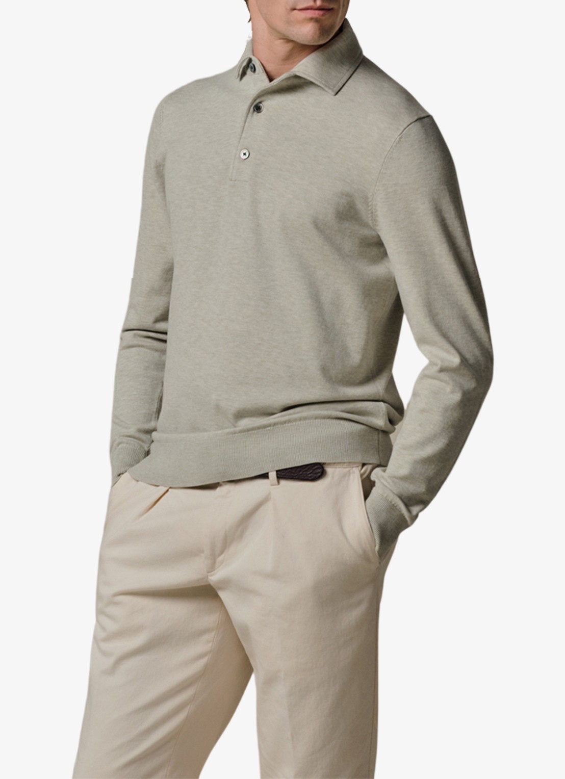 Profuomo Luxury regular fit polo - detail 2 lichtgroen