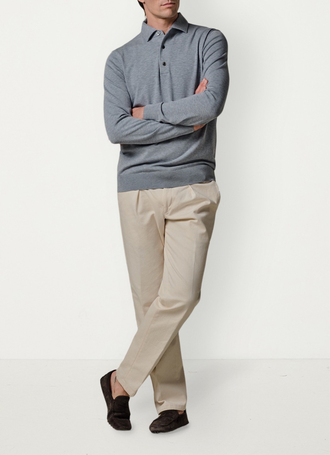 Profuomo Luxury regular fit polo - voorkant 2 blauw