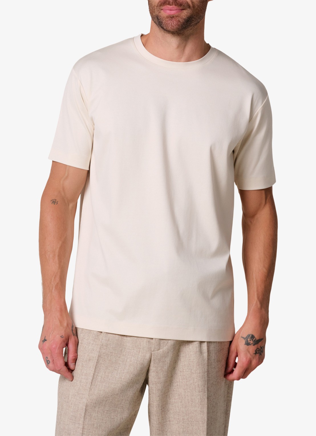 Profuomo Luxury T-shirt met stretch - detail wit