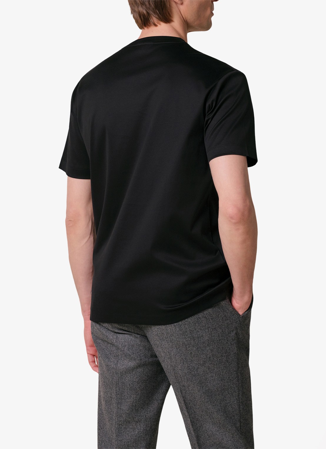 Profuomo Luxury T-shirt met stretch - achterkant 7 zwart