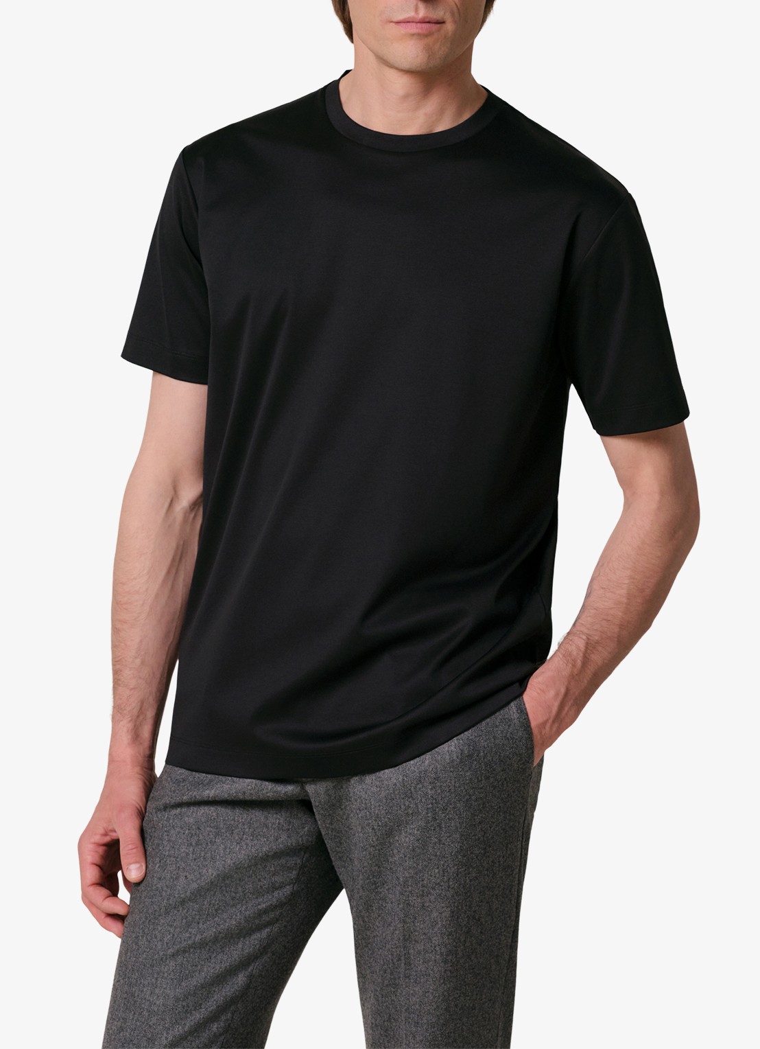 Profuomo Luxury T-shirt met stretch - detail 3 zwart