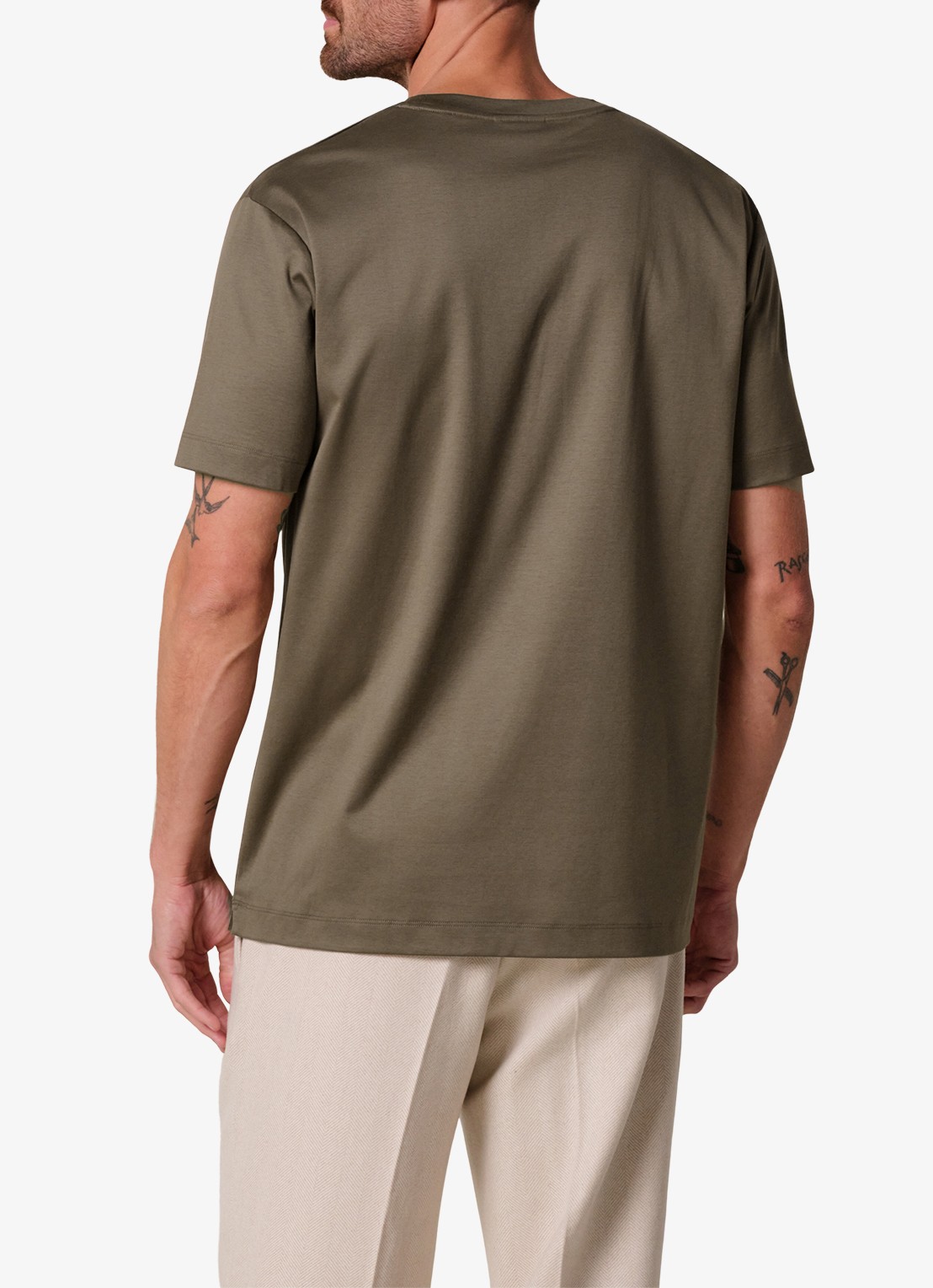 Profuomo Luxury T-shirt met stretch - achterkant 3 taupe