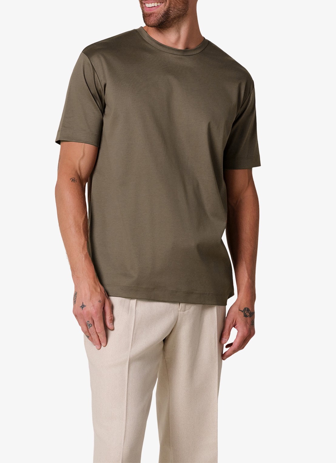 Profuomo Luxury T-shirt met stretch - detail 4 taupe