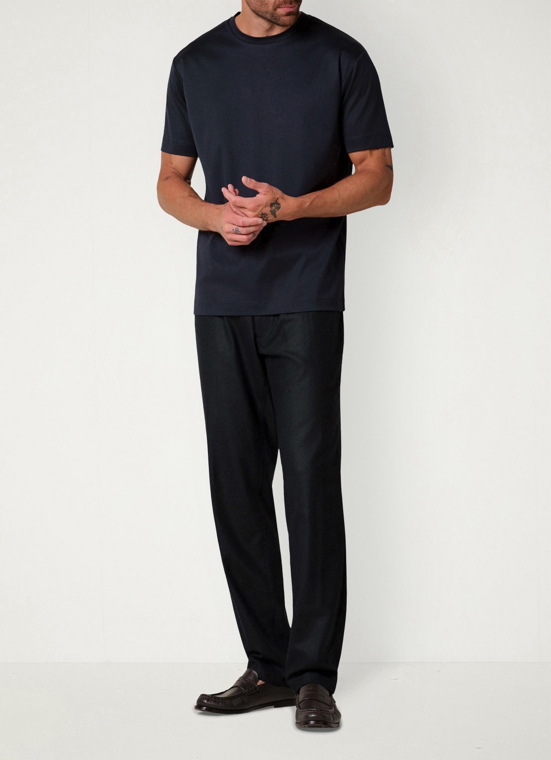 Profuomo Luxury T-shirt met stretch - voorkant 7 donkerblauw