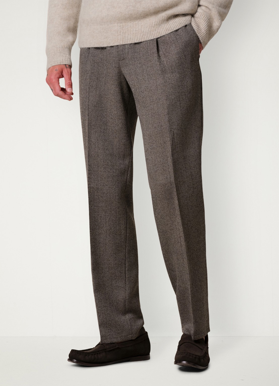 Profuomo Mouline loose fit chino in wolblend - detail 4 antraciet