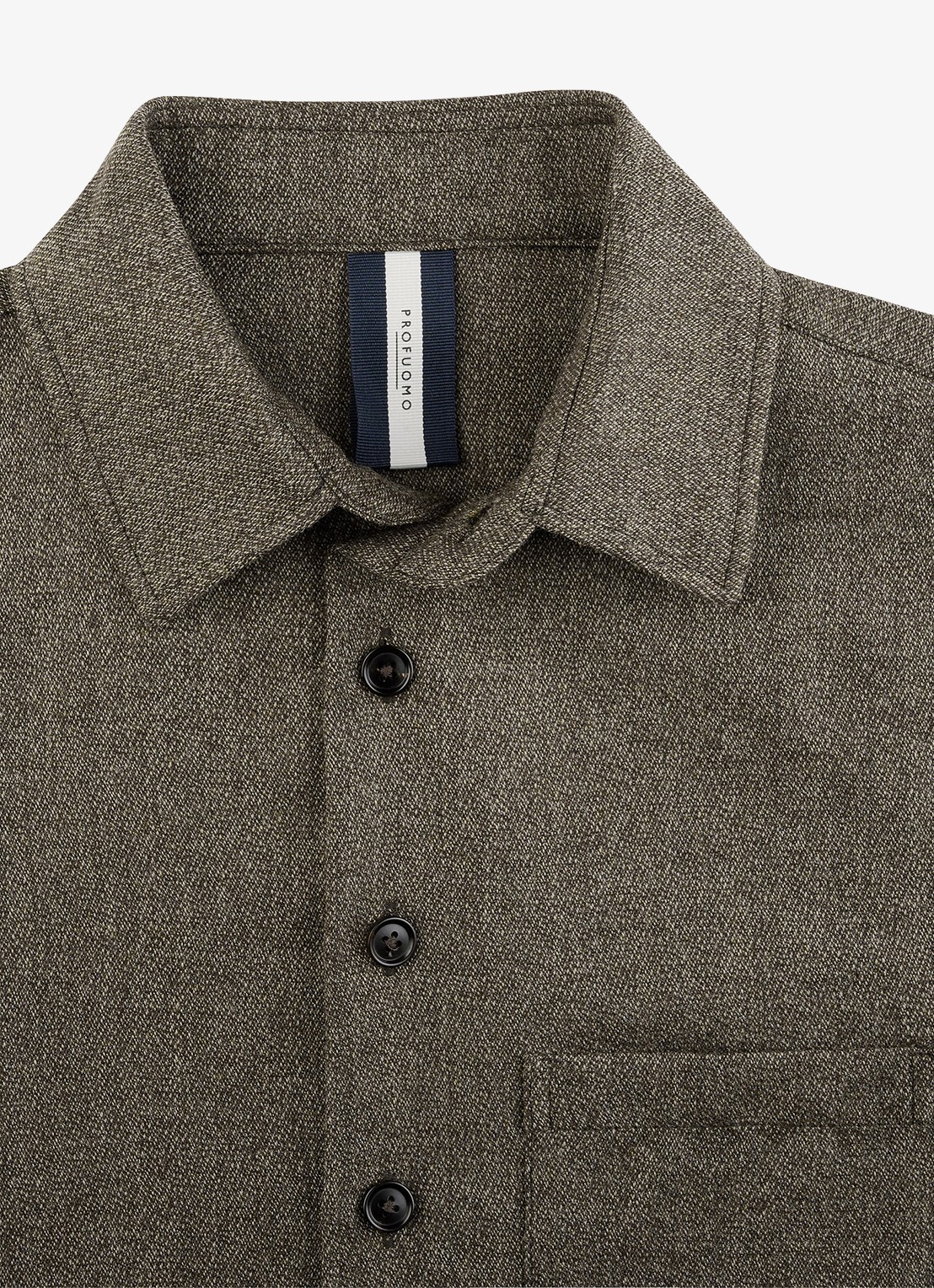 Profuomo Mouline regular fit overshirt in wol blend - detail 5 bruin